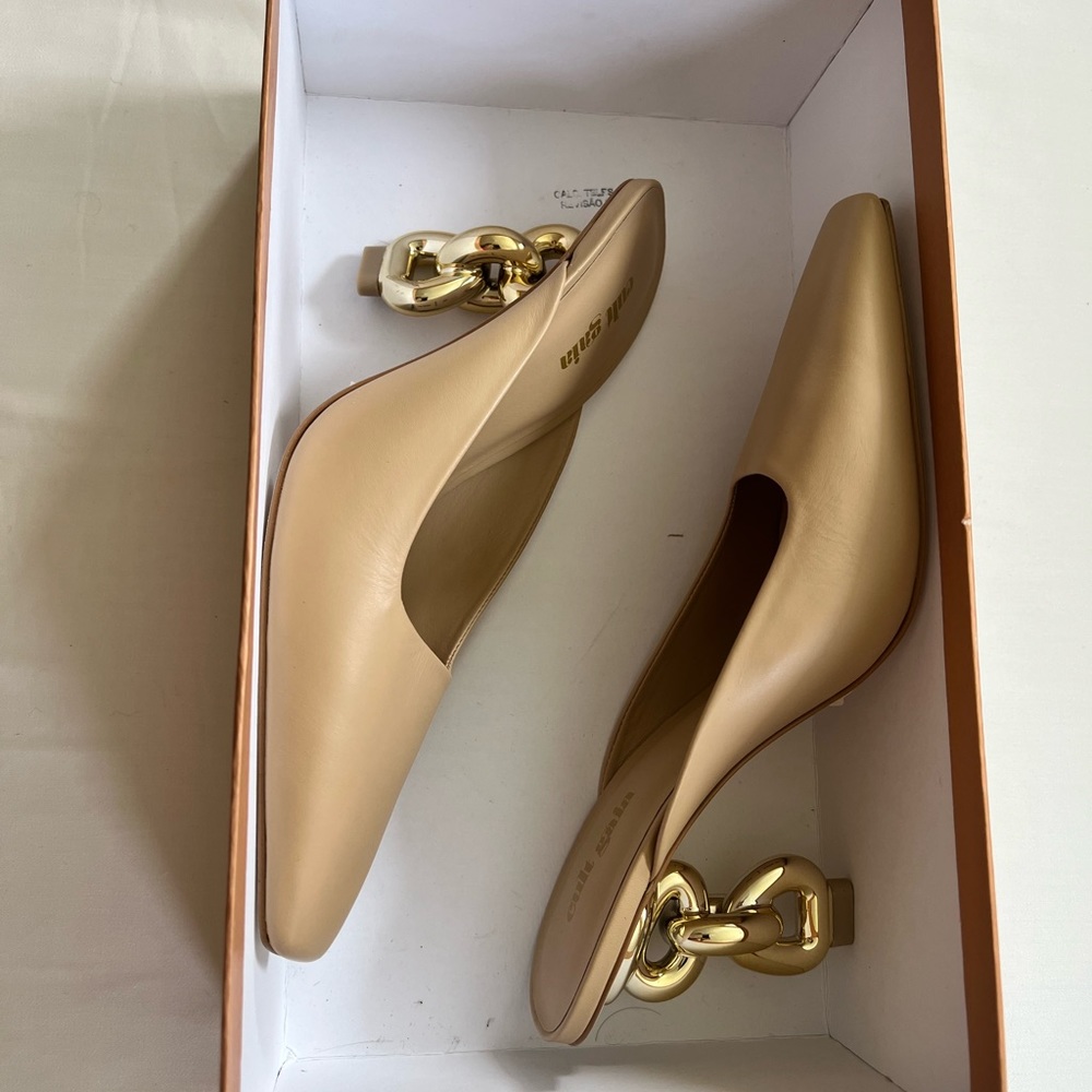 NWT Cult Gaia Harlow Chain Heel Leather Mules